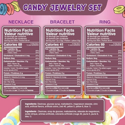Fresh Finest Novelty Candy Mix - 54-Count Bulk Candy in a Jar. Includes 18 Candy Bracelets, 18 Candy Necklaces, and 18 Candy Rings, All Individually Wrapped. - Thumbnail 2