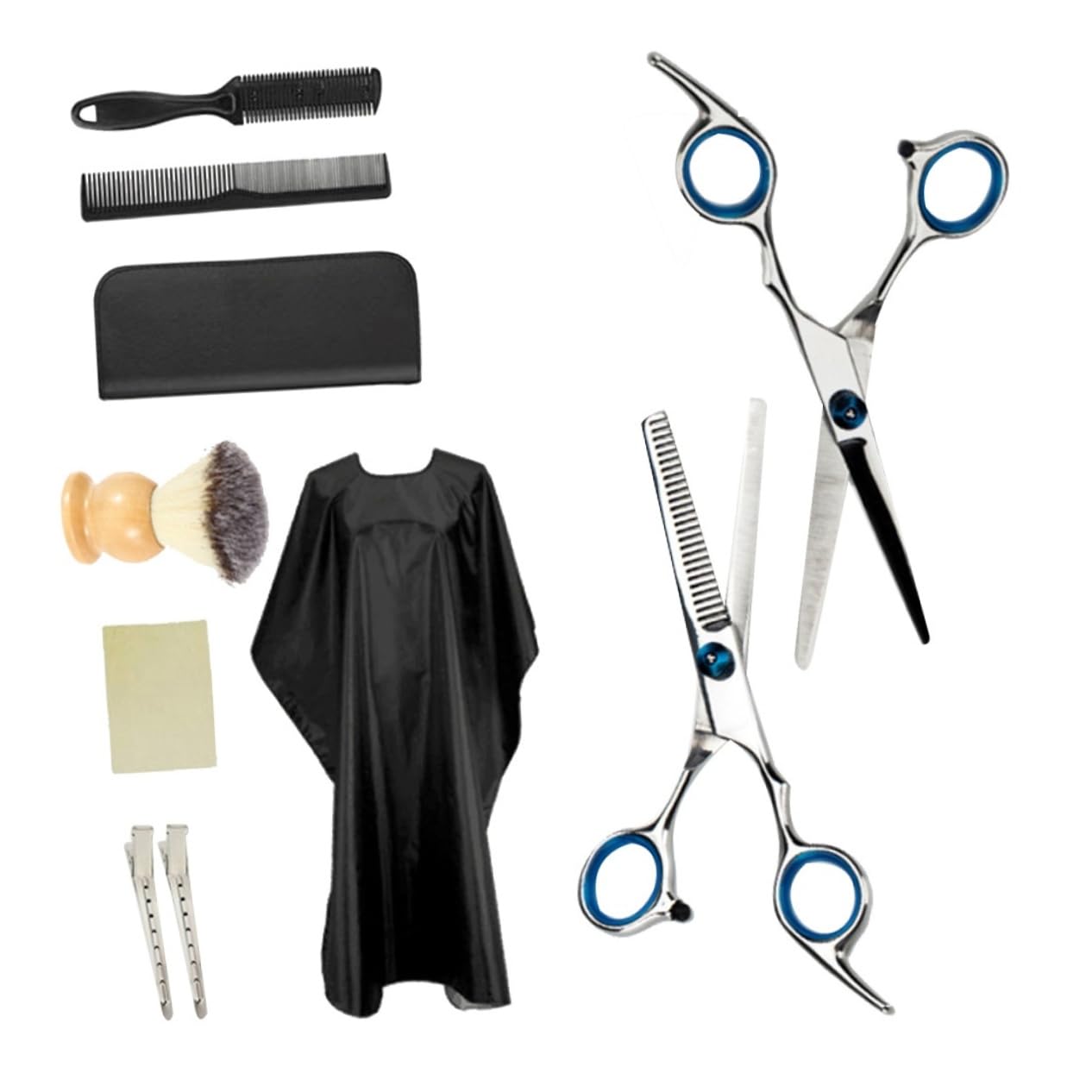 Mikinona Set Forbici Parrucchiere 10 Pezzi in Acciaio Inox, Pettine e 2 Kit per Rifinitura Professionale, per Casa e Fai da Te