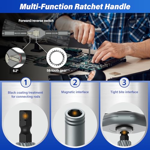 42-in-1 Magnetisches Schraubendreher-Set, Multi-Bit-Magnetschraubendreher-Set mit Abnehmbarem Ratschengriff, Griff Ratschen-Schraubendreher-Set mit 40 Bits, Präzisions-Reparatur-Werkzeug-Set