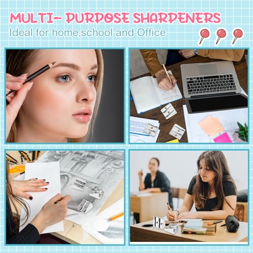 Gersoniel 180 Pcs Operation Christmas Items Bulk Metal Pencil Sharpener 2 Holes Manual Handheld Pencil Sharpener for Kids Adults Students Classroom School Supplies Office Art Projects - Thumbnail 7
