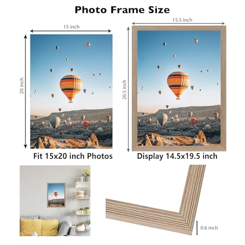 Image of JCJMY 15x20 Picture Frame Rustic Brown for Poster Photo Picture, Horizontal and Vertical Formats for Wall Hanging, 15 x 20 Wall Gallery Poster Photo Frame for 15 by 20 Photos Posters, Rustic Brown