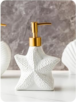Ceramic Liquid Soap Dispenser with Pump,Pump Bottle Dispenser, Refillable Hand Wash Liquid Lotion Jar Dispenser for Bathroom, Countertop, Kitchen (C)