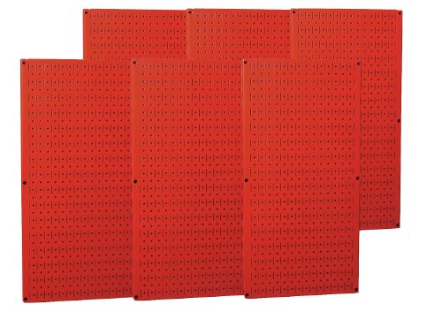WALL CONTROL 35-P-3296RD Pegboard, Round, 32 In. H, 96 In. W, Red