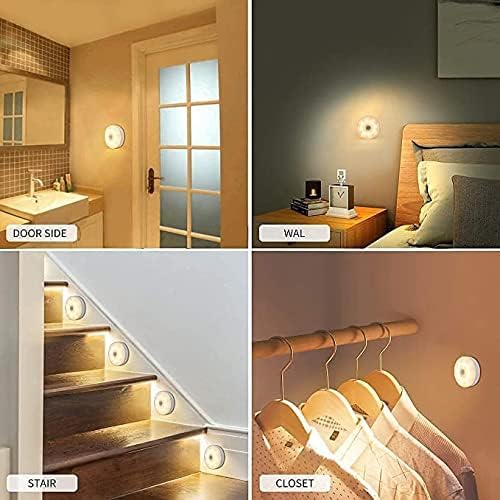 Image of Plastic USB Rechargeable Motion Sensor Night Yellow Light with Self-Adhesive Design for Home Use Ideal for Hallways, Wardrobes, Bedrooms, Stairs, Bathrooms, Kitchens & Basements Pack of 4, Led