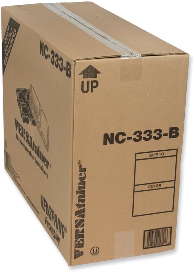 32 oz Microwaveable 3 Compartment Black Rectangular Container Lid Combo 150 CT