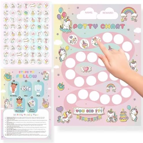 Unicorn Potty Training Chart for Toddlers Boys with 250+ Reward Stickers