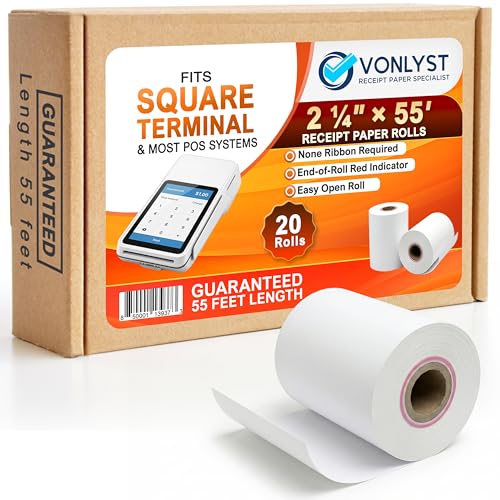 Squareターミナル + レシート20巻 Amazon.co.jp: Vonlyst スクエアターミナルペーパーロール 2 1/4インチ