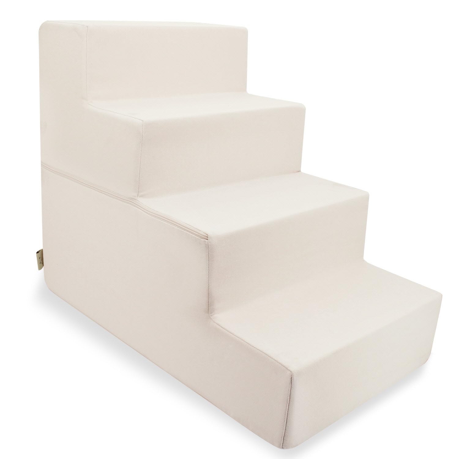 Best Pet Supplies Dog Stairs &amp; Steps - Foam Steps for Small Dogs &amp; Cats, Non-Slip Indoor Balanced Pet Step Support, Dog Ramp, No Assembly, Ivory, Foldable 4-Step (22-inch Height)