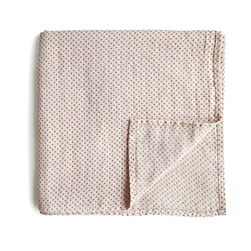 Image of mushie Muslin Baby Swaddle Blanket | 100% Organic Cotton (Caramel Dots)