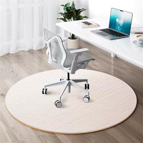 厚手の円形オフィスチェアマット 傷防止・滑り止め 堅木張り床保護ラグ 多目的デスク下カーペット 90cm ベージュ 円形フロアマット 家庭・オフィス用