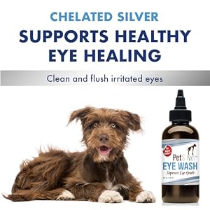 PetSilver Eye Wash Drops for Dogs and Cats with Chelated Silver, Made in USA, Natural Eye Solution, Relief for Inflammation & Eye Irritation, Easy to Apply, 4 fl oz PetSilver Eye Wash Drops for Dogs and Cats with Chelated Silver, Made in USA, Natural Eye Solution, Relief for Inflammation & Eye Irritation, Easy to Apply, 4 fl oz