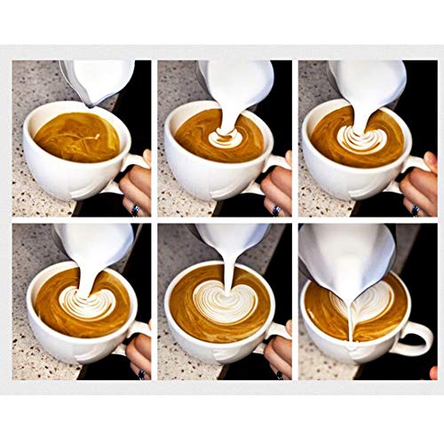 CINY Jarra Para Leche Espumar De Acero Inoxidable 600ml, Jarra De Leche De Metal Jarras De Café Con Marca De Medición, Para Capuchino Máquina De Café Con Leche Espumar, Taza Medidora Para Hervidor - Imagen 4