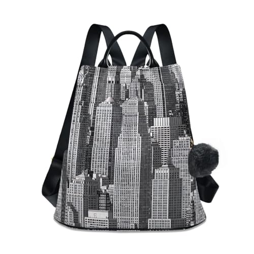 CHIFIGNO Gray City Mother Rear Zipper Backpack 17L