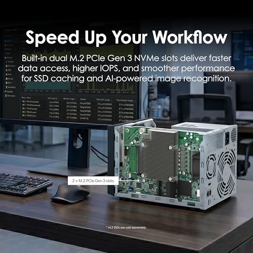 Image of QNAP TVS-h474-PT-8G-US 4 Bay High-Speed Desktop NAS with Intel Pentium Gold 2-core CPU, 8GB DDR4 Memory, 2.5 GbE Networking and PCIe Gen 4 expandability (Diskless)