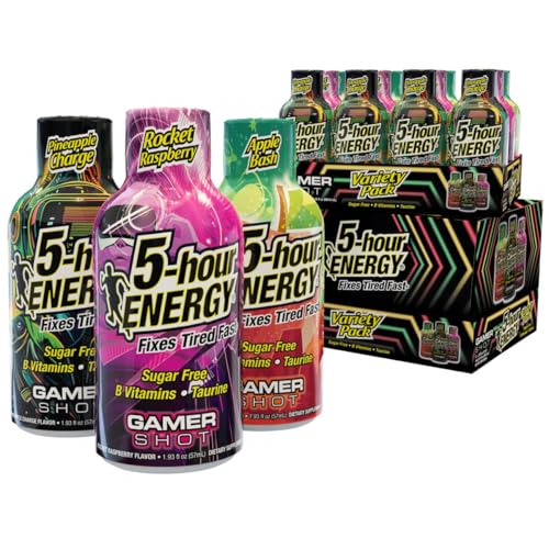 5-hour ENERGY VARIETY PACK Apple Bash, Rocket Raspberry &amp; Pineapple Charge Flavors, 24 Count, 1.93 Fl Oz Energy Shot, Extra Strength, Amino Acids, B Vitamins, Sugar Free and Zero Calories