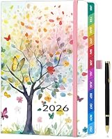 Kalender 2026 A5, Deutsch, Wochenplaner & Terminplaner mit Monatsübersicht, Januar bis Dezember 2026, mit bunten Monatsregistern, farbenfrohen Innenseiten, Innentasche & Stift - Baum des Lebens