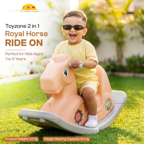 Image of Toyzone 2 in 1 Royal Horse Ride On - Pink| Baby Rocker with Comfortable Seat & Back Support | Durable Child-Safe Design | Smooth Rocking Base | Indoor Play Toy | 1-4 Years