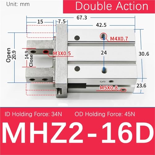 Pince pneumatique MHZ2-16D double effet pour serrage de précision