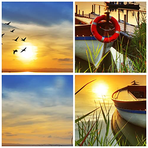 Image Bateau Lac Coucher de soleil l'été Impression sur Verre 160x50 - 6