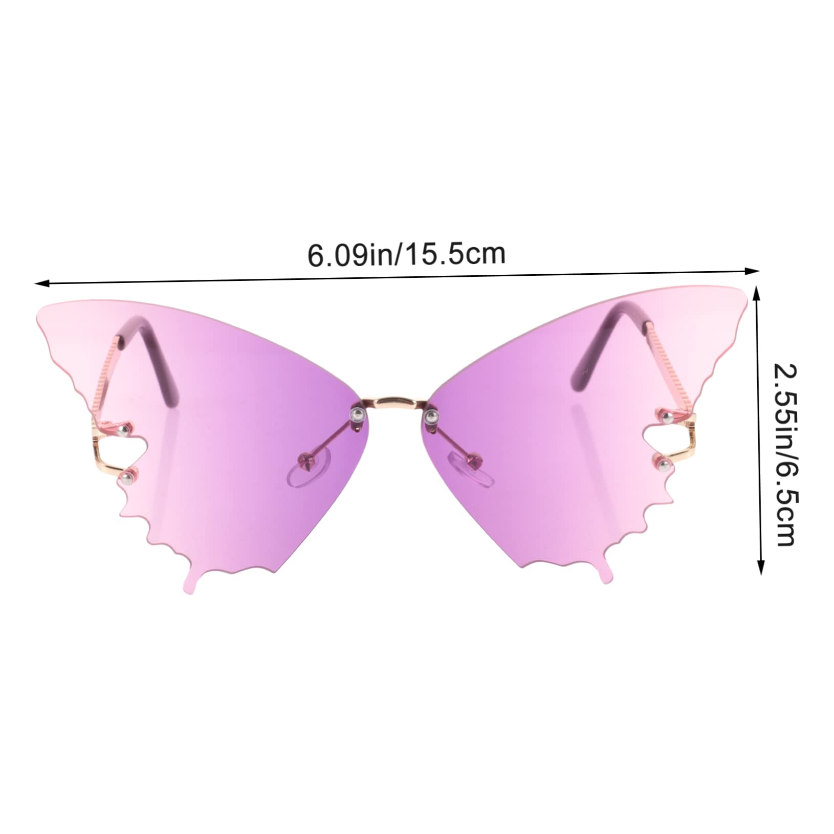 Healeved 2pcs Butterfly Decor Sunglasses Lightweight Pc Material Fashion Party Glasses for Women