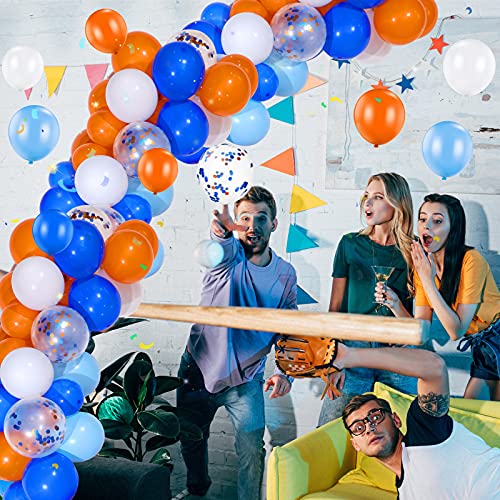 Sumind HB-SUMIND-20108 110 Pcs Orange And Blue Balloons Garland Kit War Party Balloon 10 Inch Orange Blue White Latex Balloons 12 Inch Orange Blue Confetti Balloons thumb #3