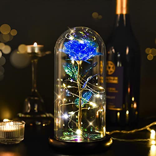 Miniatura 6 de Regalos De San Valentín Para Mujeres, Rosa De Flores Artificiales Para Mujeres Mamá Esposa, Rosa Galaxia, Flores De Rosa, Flor De Rosa En Cúpula De Cristal, Regalo Para Cumpleaños Aniversario