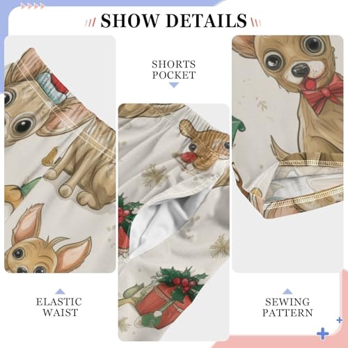 ZZXXB Christmas Chihuahua Boys Long Pants Soft Trousers Elastic Waist Kids Lounge Bottoms with Pockets S-XL4