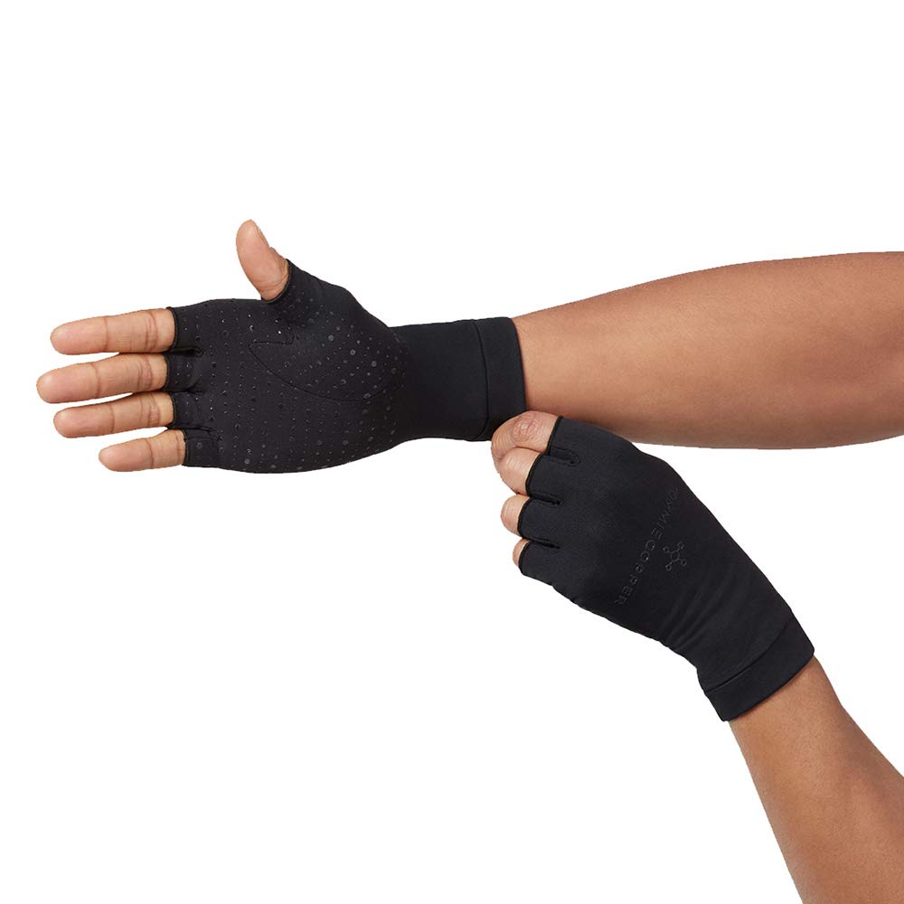 Tommie Copper Men's Core Compression Half Finger Gloves, Black, X-Large