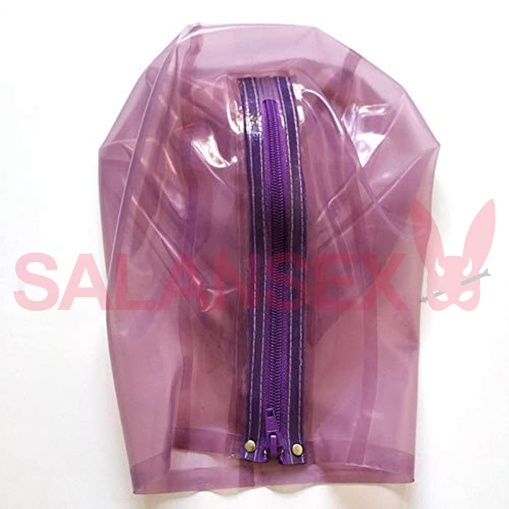 Masque complet BDSM en latex avec poches respiratoires et fermeture à glissière pour fêtes, cosplay