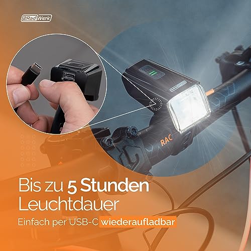2RadWerk, ED Fahrradleuchtenset, StVZO zugelassen, Fahrradbeleuchtung umschaltbar 15-35 Lux, Bike...
