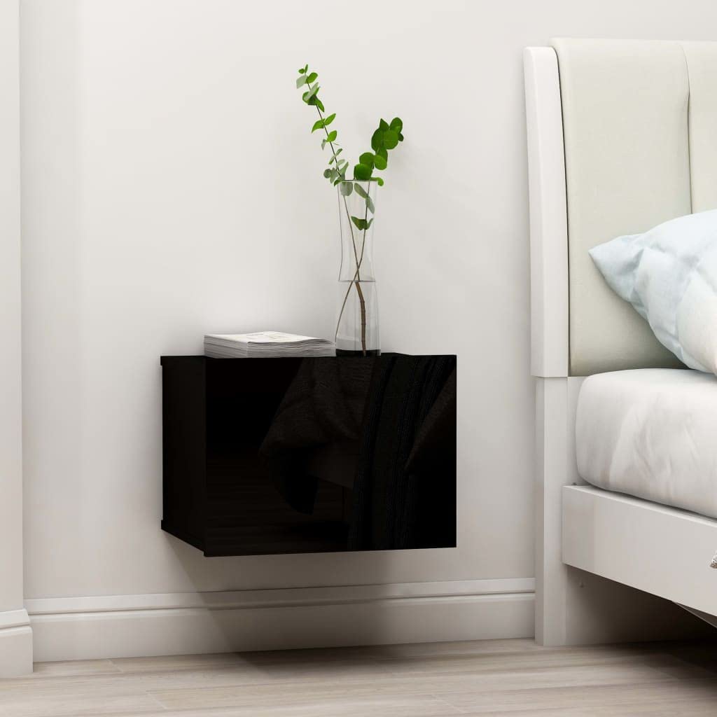 Mesita de Noche Flotante Madera Contrachapada 40x30x30 cm Mesa Noche Mesillas de Noche Pequeña Mesita Auxiliar Negro
