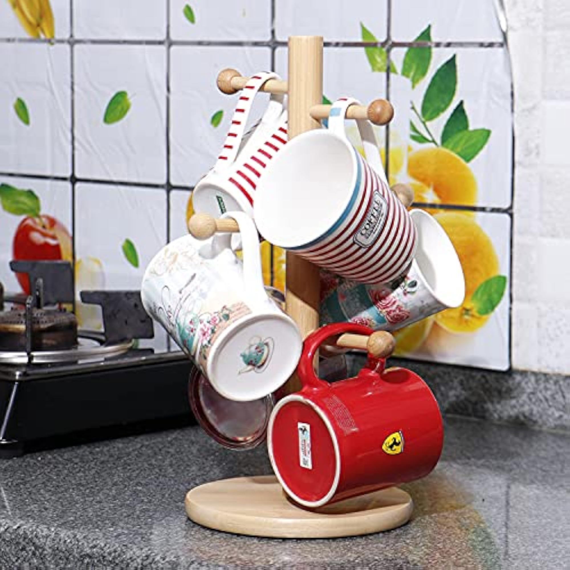 Eco-Friendly Bamboo Mug Holder Stand for Kitchen
