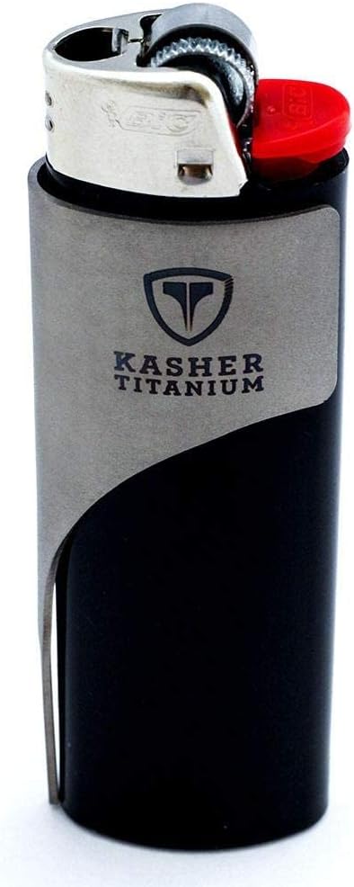 Kasher Titanium Lighter Tool - Multipurpose Metal Lighter Case - Strong, Durable & Lightweight - Sleek & Sturdy Design - Helps to Open Packages, Peel Stickers & Labels (with Lighter, Black Engraving)