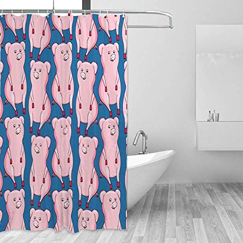 Rideau de douche cochon lavable en machine pour stopper les éclaboussures - 5