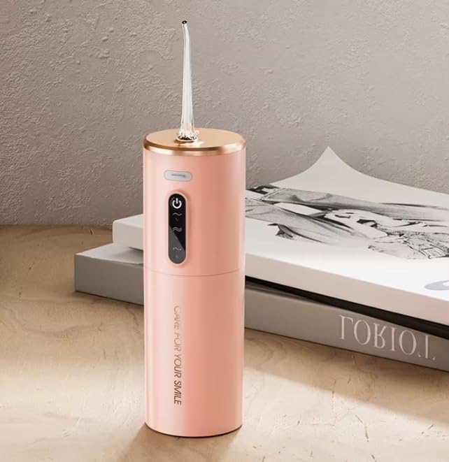 Irrigador bucal portátil, hilo dental, recargable por USB, 280 ml, dispositivo eléctrico de limpieza de dientes, 3 modos, 2 boquillas