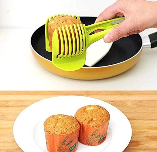 Miniatura 5 de WOIWO Cortador de frutas y verduras redondo tomate limón huevo rack cortador herramientas de cocina verde
