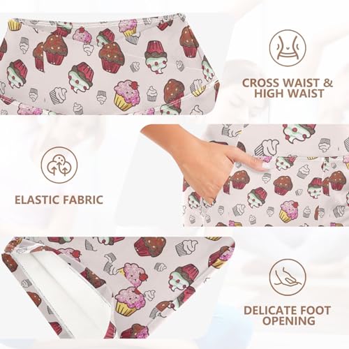 Cupcake Doce Sobremesa Cintura Alta Boot Cut Yoga Calças Femininas com Controle de Barriga Calças Es