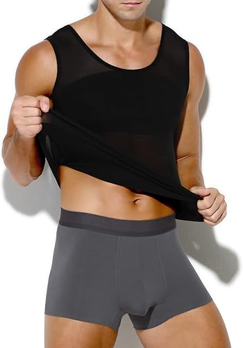 Miniatura 2 de Arjen Kroos Camisa adelgazante para hombre con malla, camiseta de compresión con elasticidad en 4 direcciones, moldeador del cuerpo para pecho,