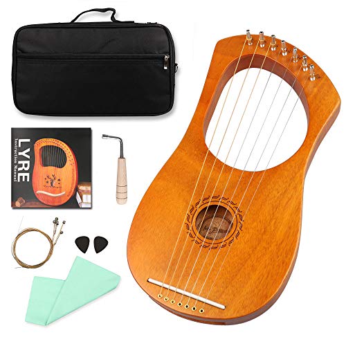 Lyra Harpe en métal Mr.Power en bois naturel à 7 cordes pour s'initier