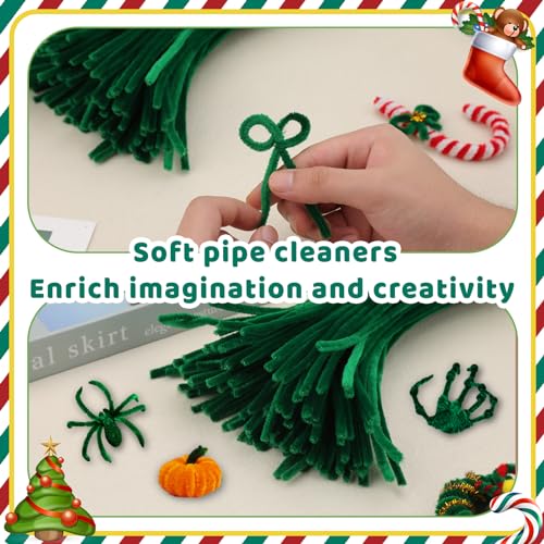 Image of Hssugi Pipe Cleaners 100PCS Dark Green Pipe Cleaners Craft Supplies | Pipe Cleaners Craft Supplies, Pipe Cleaners Bulk Fuzzy Sticks for DIY Art and Craft Projects Home Decoration
