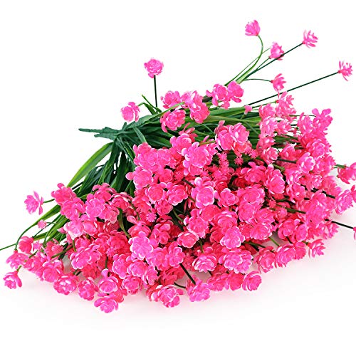 Artbloom 8 Bundles Outdoor Artificial Fake Flowers Uv Resistant Shrubs Plants, Faux Plastic Greenery For Indoor Outside Hanging Plants Garden Porch Window Box Home Wedding Farmhouse Decor (Pink) #TOP4
