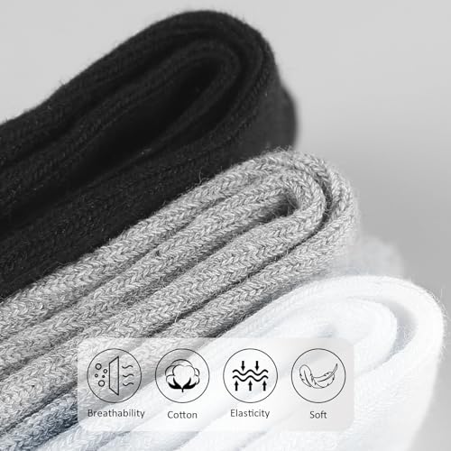 Kids Socks Crew Length: Athletic Cotton Soft for Sports & School - Boys Girls 3-15 Years Old (6 Pack)3