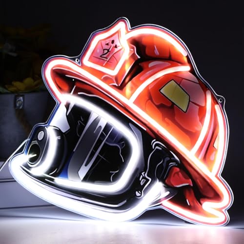 Firefighter Helmet Neon Sign, LED Neon Firefighting Hero's Helmet Decor,