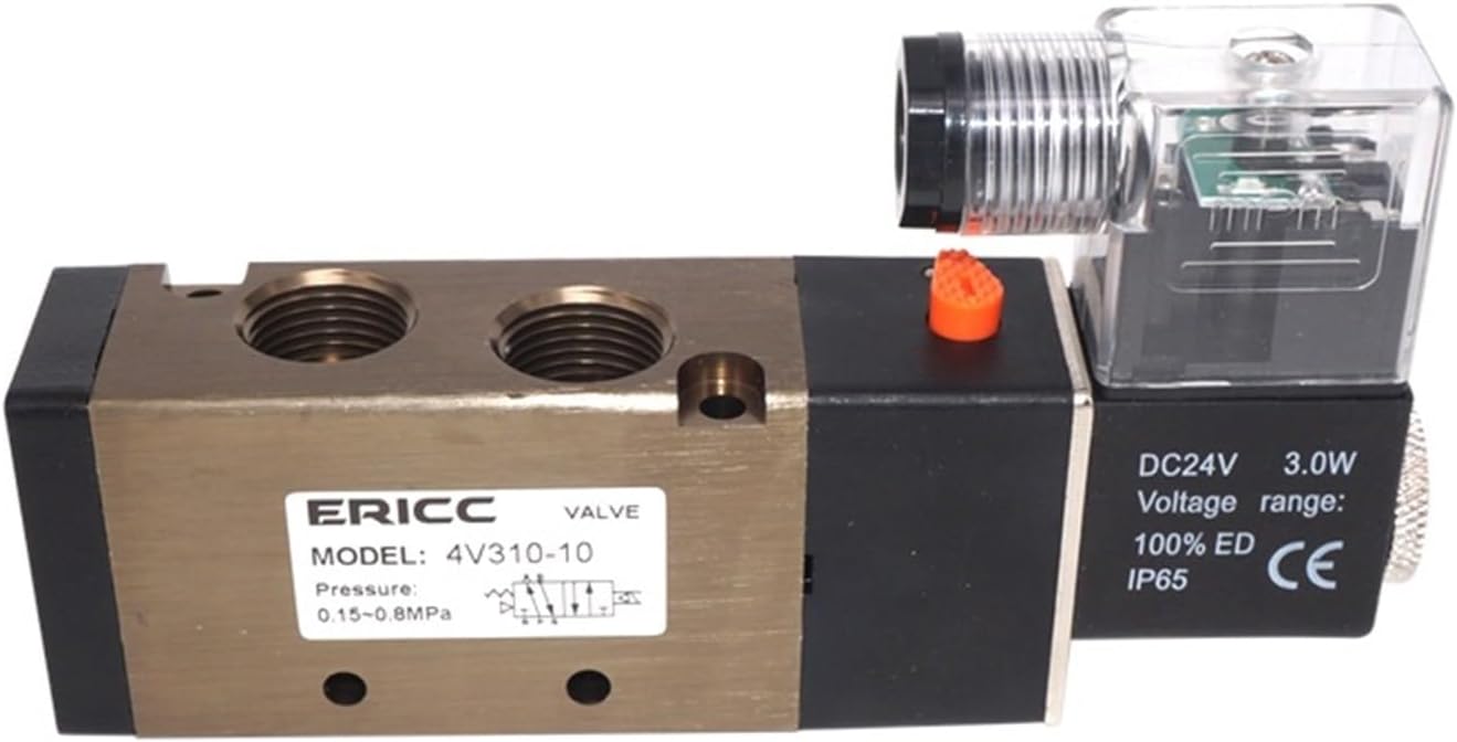 4V310-08 Solenoid Valves Air Gas Control Valve 3/8" BSPT 2 Position 5 Port 2/5 Way12V DC 24V DC 110V 220V AC(4V310-08 AC220V)