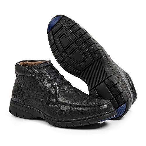 Coturno Linha Extremo Conforto Couro Floater Sem-stress Medical Line - 0511 - Preto Cor:Preto;Tamanh