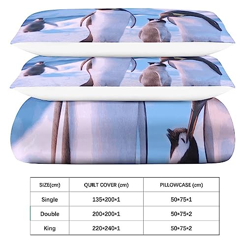 Parure de lit pingouin double en microfibre de qualité supérieure avec impression 3D - 6