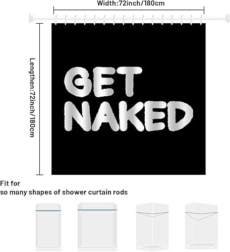 Miniatura 5 de Hongma Cortina de ducha en blanco y negro, cortina de ducha con texto en blanco y negro, cortina de ducha con letras sencillas y divertidas con