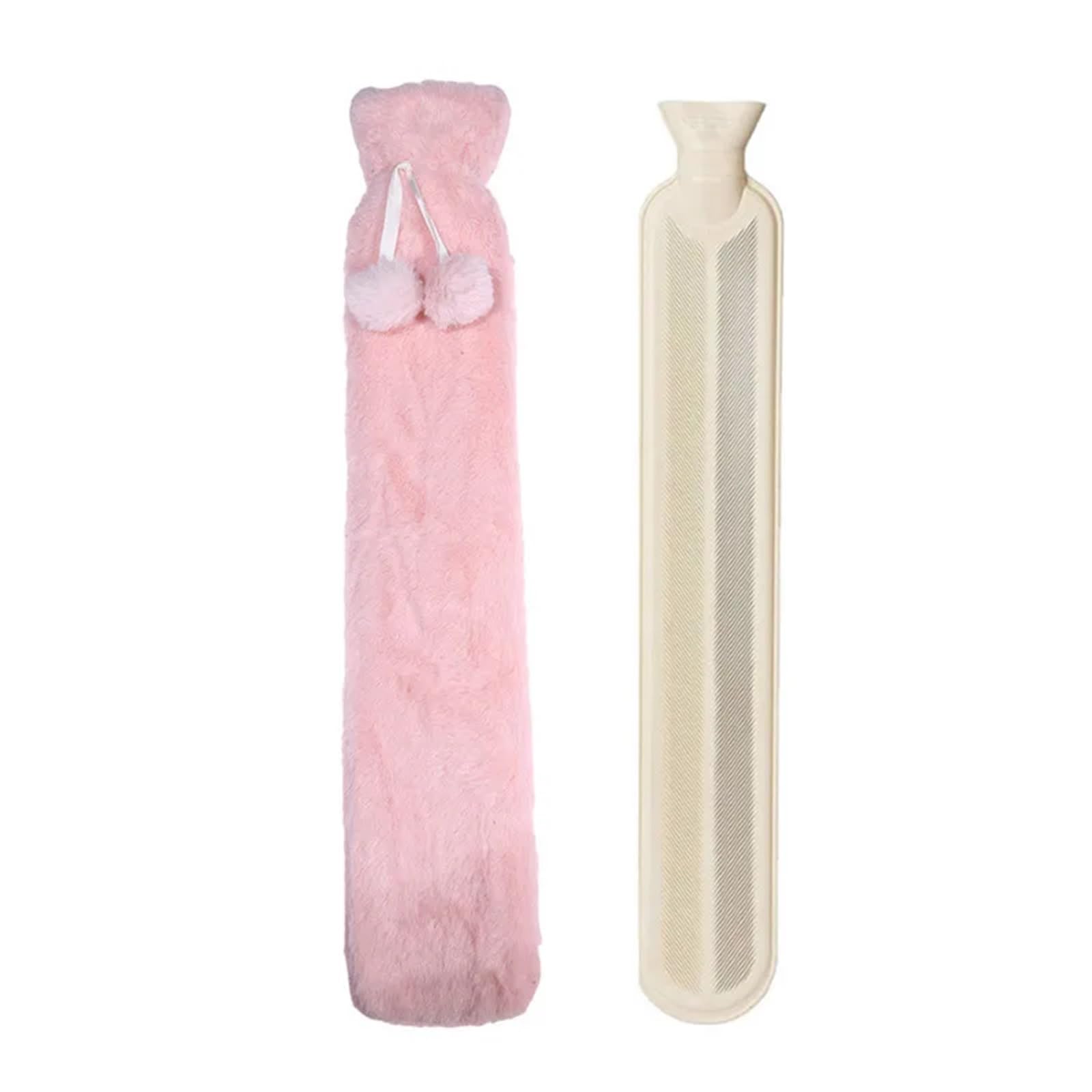 Termofor, 2 szt. Zdejmowana pokrywa Bardzo długi gumowy termofor w talii Ogrzewacz do stóp 53x10cm(Roze)