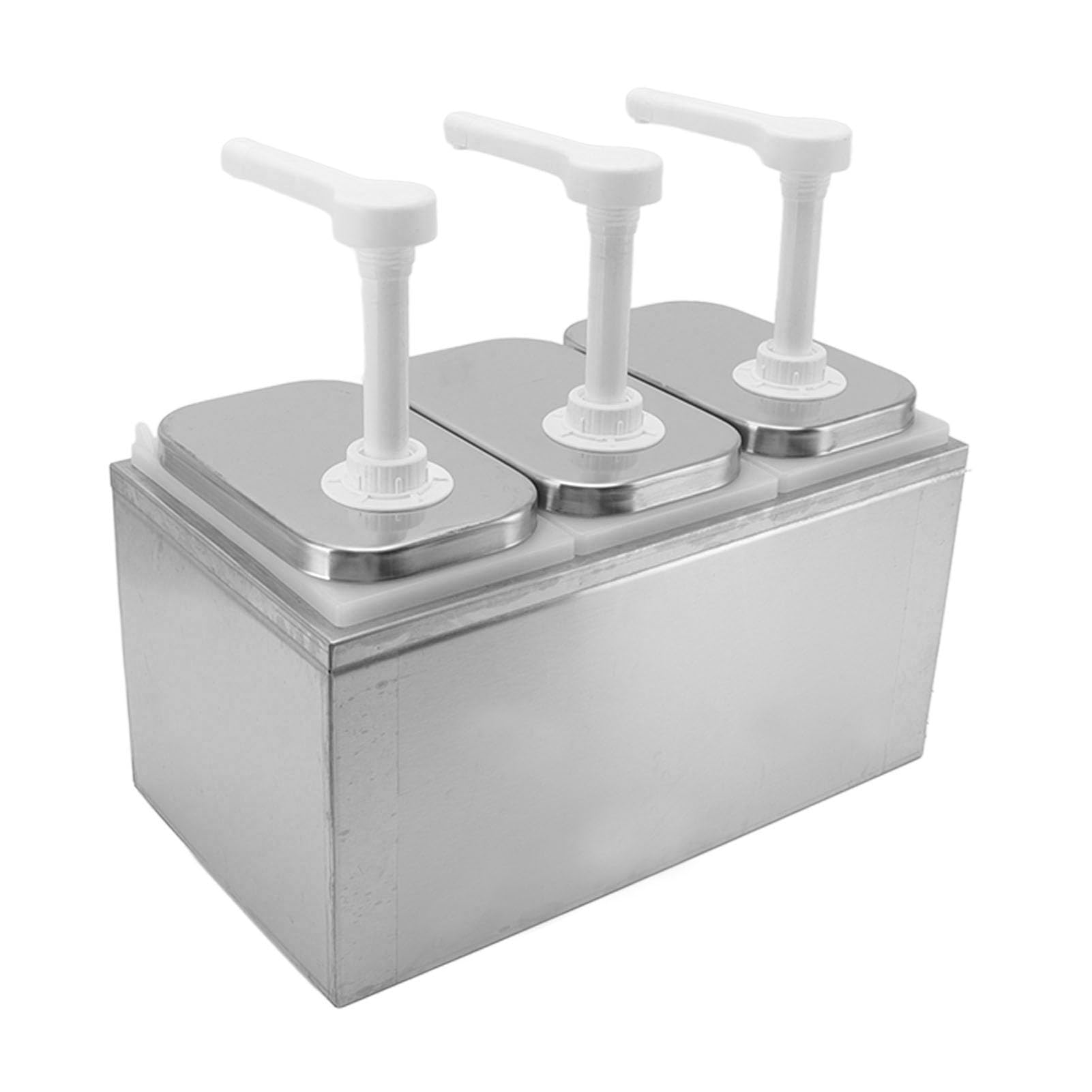 Dispensador de de plástico y acero inoxidable, estación de bombeo de especias, dispensador de para la cocina y el hogar (bomba triple de 2L)