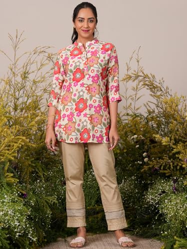 Image of Libas Womens Printed Silk Blend A Line Kurti for Women Suit